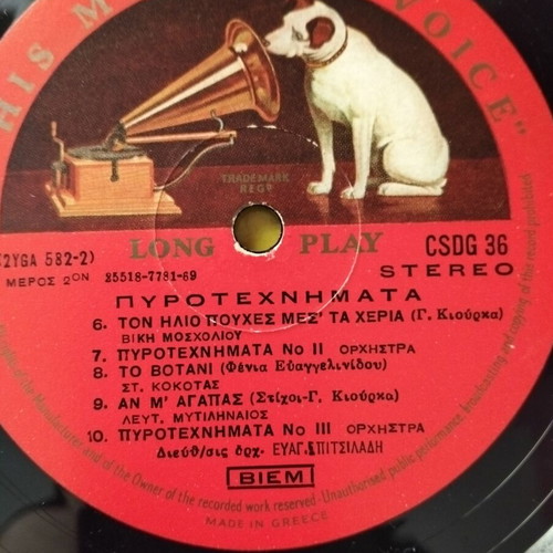 Pyrotechnimata vinyl record Vangelis Pitsiladis