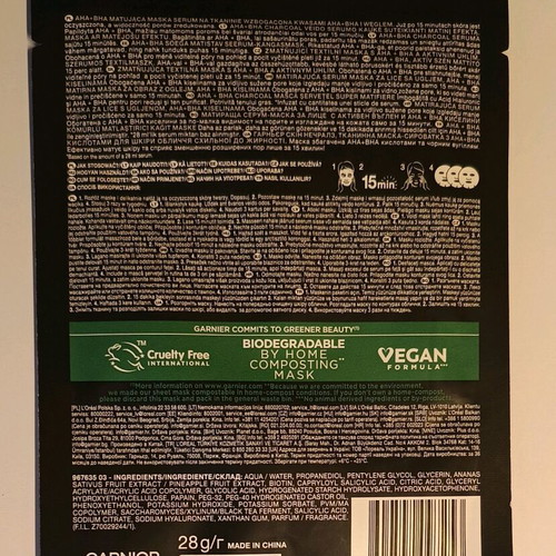 Garnier face beauty masks new, pack of 3
