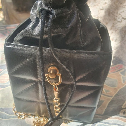 Pouch Bag Like New Black With Gold Chain