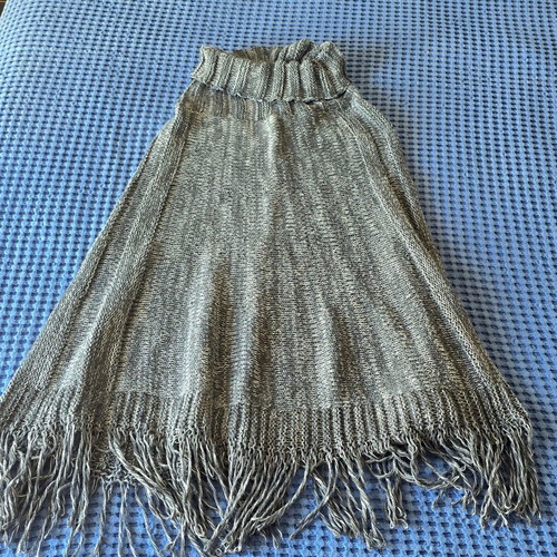 Grey poncho with rolled neck, size Small/Medium, made in Italy