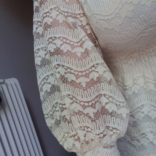 Boho lace dress beige new Anel with bell sleeves