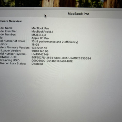 MacBook Pro 16" (2021) like new with M1 Pro, 16GB RAM, 512GB, English keyboard