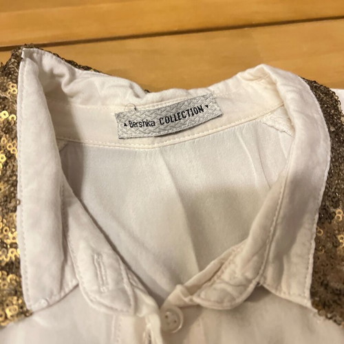 Bershka Collection shirt used with gold collar and sheer fabric size M