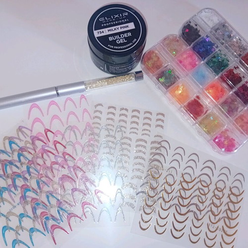 Manicure gel for builder nails and stickers like new