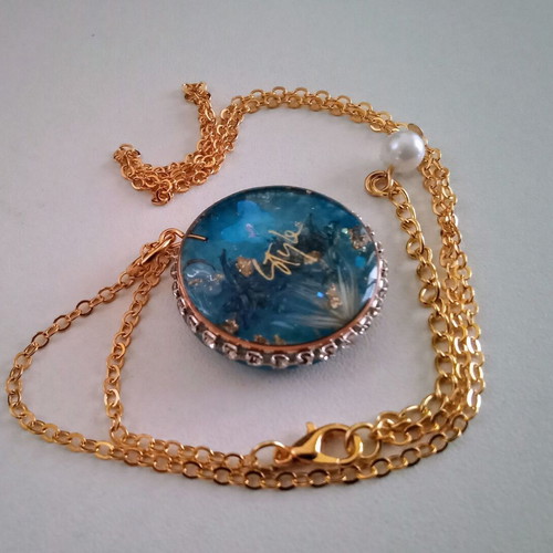 Handmade Style necklace new, blue and gold