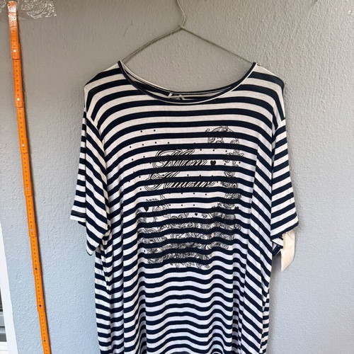 Striped women's blouse navy white used, oversized fit