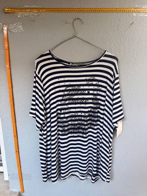 Striped women's blouse navy white used, oversized fit