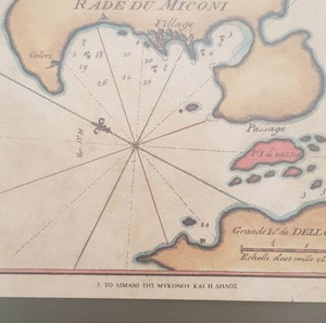Πολύ παλιός ναυτικός  χάρτης  Μυκόνου και Δήλου