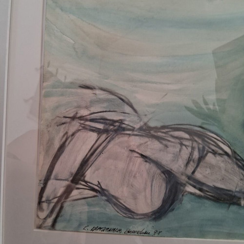 Painting "Gymna" framed 40×50cm, signed