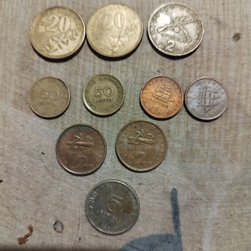 Drachma coins used, assorted set with Olympic and historical designs