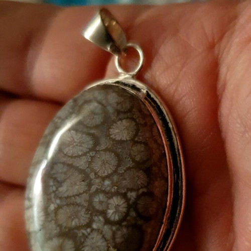 Large rare necklace with fossilized coral! Coral pendant