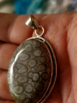 Κολιέ με μεγάλο σπάνιο απολιθωμένο κοράλλι και δωρεάν αλυσίδα