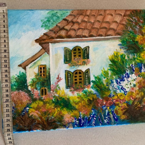 Artwork handmade painting on cardboard 36x25 cm