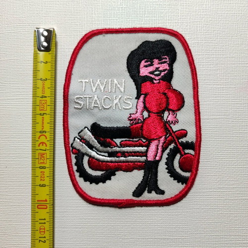 Twin Stacks Harley Davidson embroidered patch used 70s