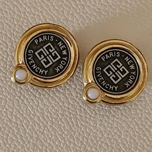 Givenchy clip earrings like new, gray and gold tone