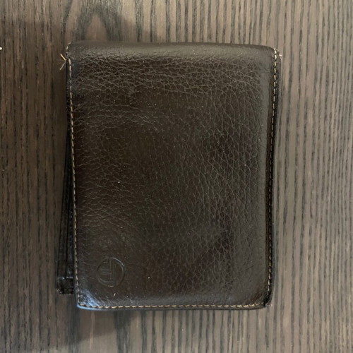 Sergio Tacchini men's leather wallet used, dark brown