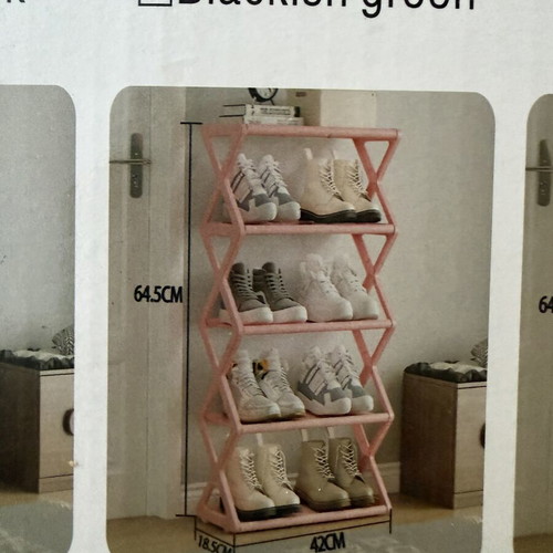 Pink 4-Tier Shoe Rack new, space-saving storage