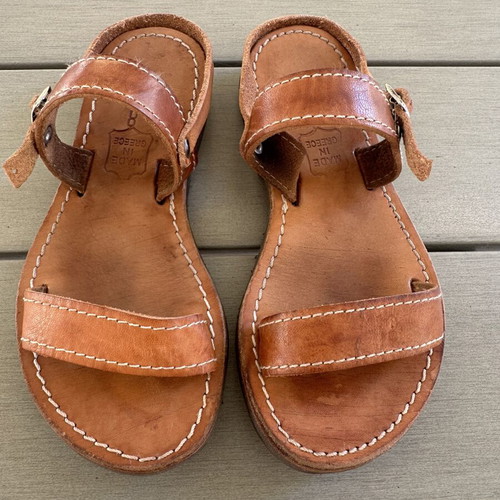 Children's leather sandals with strap, size 26, brown