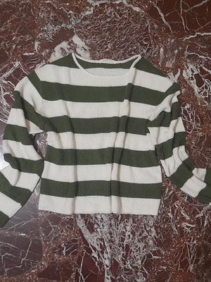 H&M Γυναικεία Μακρυμάνικη Μπλούζα Σαν Καινούργια, Πράσινες και Άσπρες Ρίγες, Μέγεθος M