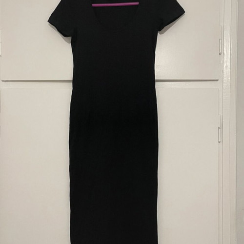 ASOS midi black dress new, short sleeve, fabric