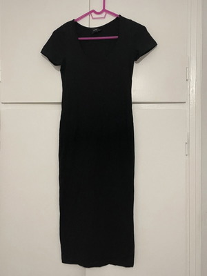 ASOS midi black dress new, short sleeve, fabric