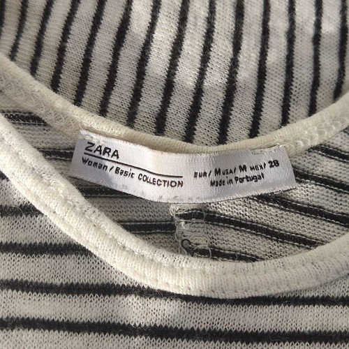 Zara linen striped sleeveless top Medium used, black white