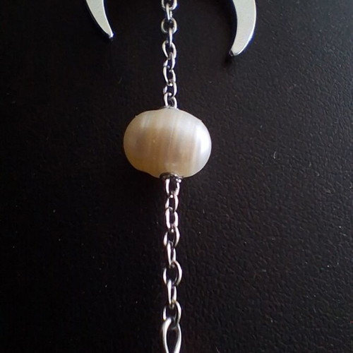 Handmade Stainless Steel Chainmail Choker with Pendant and Fresh Water Pearls