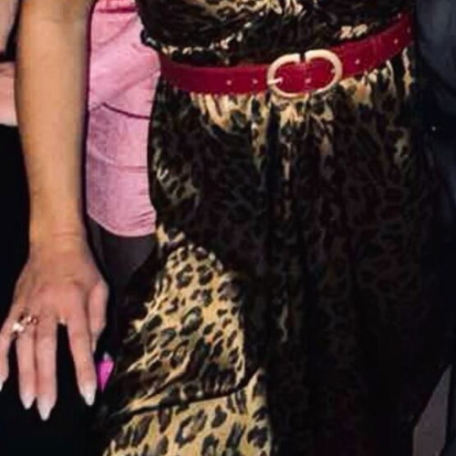 Leopard satin dress used, strapless, size S