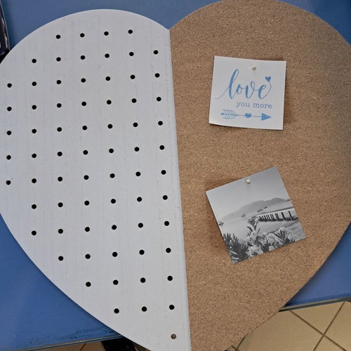 Heart-Shaped Wooden Bulletin Board with Cork, new, 48x45 cm