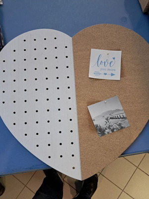 Heart-Shaped Wooden Bulletin Board with Cork, new, 48x45 cm