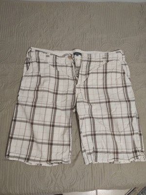 Men's checked bermuda shorts, size 44, white