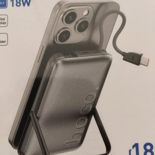 Hoco Q43 PD20W Fast Charge Magnetic Wireless Powerbank with Stand and Built-in Type C Cable