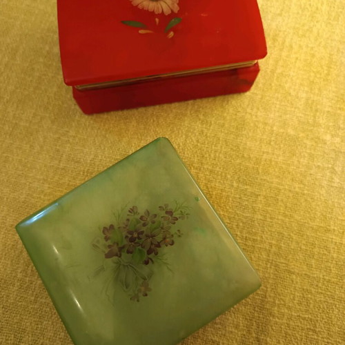 Glass jewelry boxes like new, vintage set of two