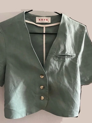 Karavan 100% linen shirt like new, green, size XS