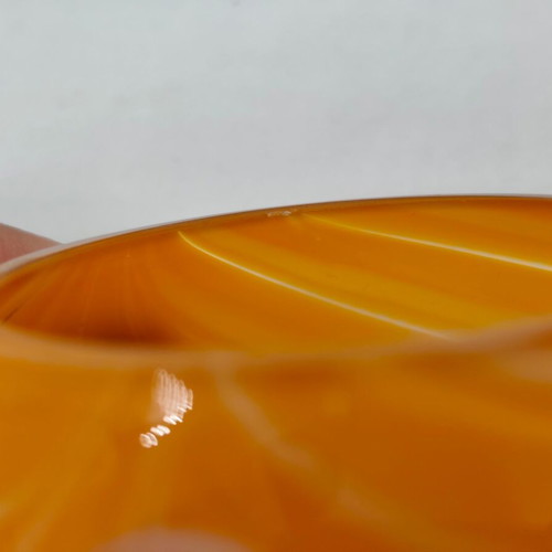 Orange glass tealight holder used, mini vase or candleholder