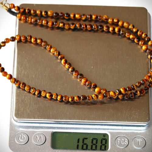 Gold necklace tiger's eye 14K 585 new with clasp Indico Jewels