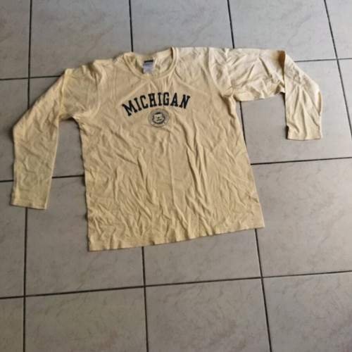 Authentic Michigan Wolverines long-sleeve shirt used, size Medium, yellow
