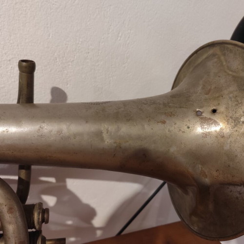 Tenor horn used, decorative French brass instrument