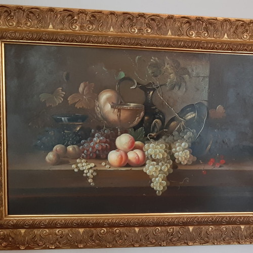 Oil painting by C. Finney, 60×90 cm with carved wooden frame