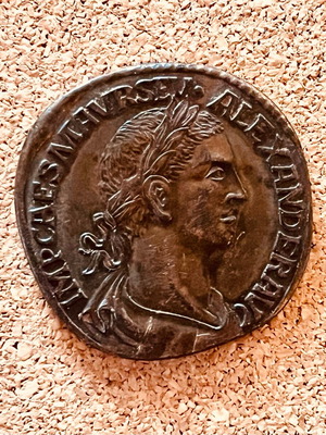 Replica Roman brass coin Sestertius of Emperor Alexander Severus like new