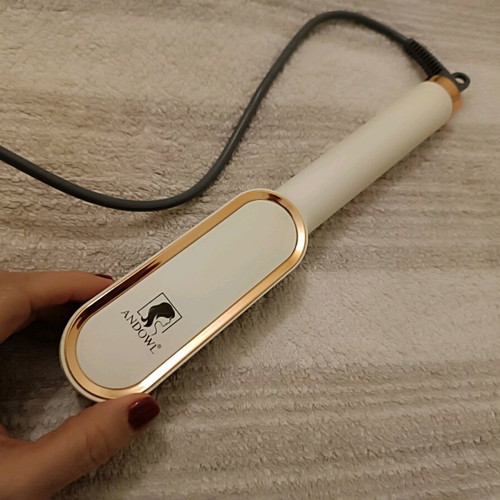 Andowl electric ceramic hair brush new for straightening and shine