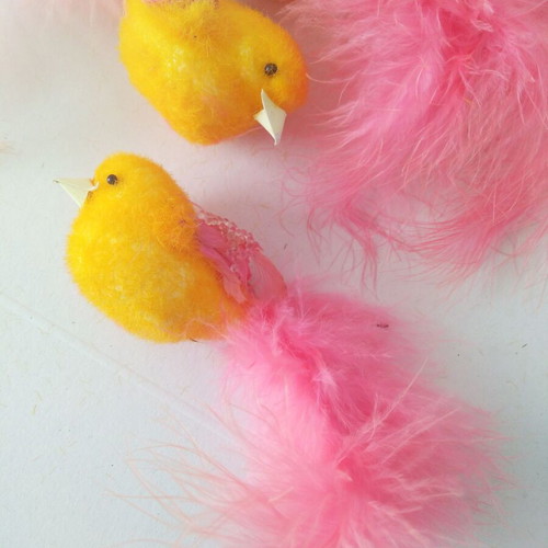 Set of 6 decorative birds with feathers new