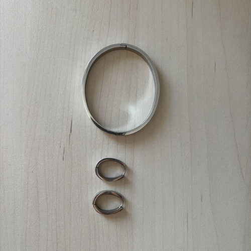 Jewellery set stainless steel, silver color