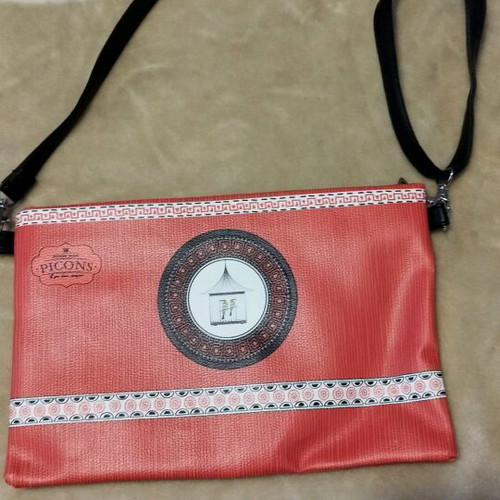 Leather envelope bag orange like new with long strap