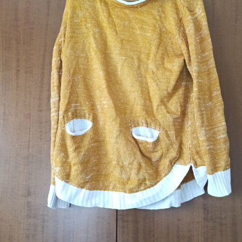 Blouse like new, orange, with denim collar, size M