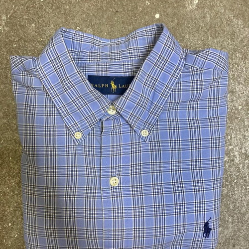 Ralph Lauren Oxford Blue White Blocked Long Sleeve Shirt, M