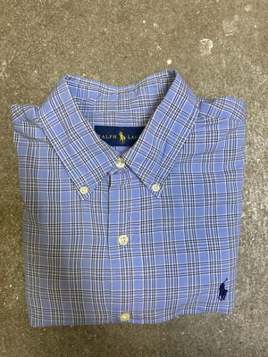Ralph Lauren Oxford Blue White Blocked Long Sleeve Shirt, M