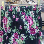 Floral Cotton Long Skirt new, size S/M with side slit and elastic waist