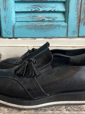 Loafers γυναικεία μεταχειρισμένα, δερμάτινα, μέγεθος 37, μαύρα
