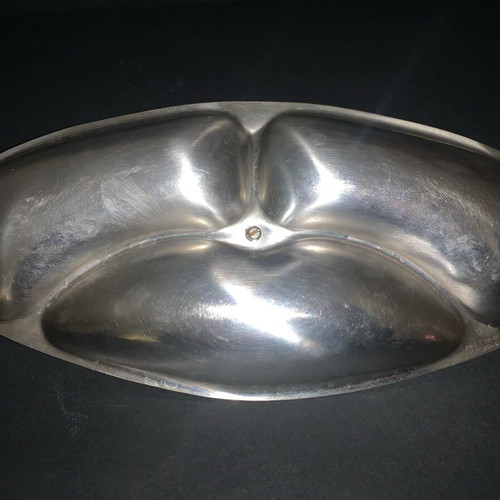 Vintage metal serving platter for nuts used